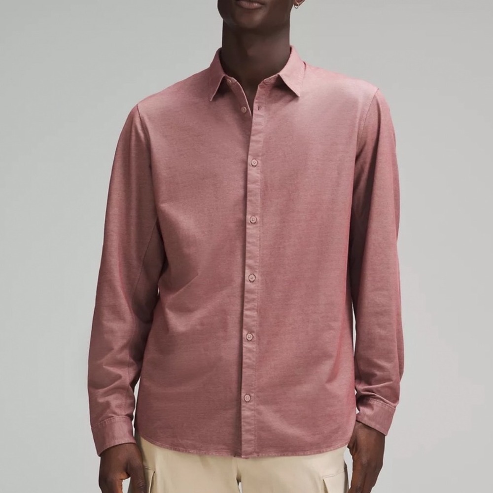 Lululemon Mens Commission Long Sleeve Shirt Heathered Rose Button Down small
